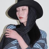 Gambler Hat in Black Wool w. Pinstripe Scarf - CLYDE