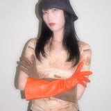 Gauntlet Gloves in Fawn Suede Lambskin - CLYDE