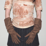 Gauntlet Gloves in Fawn Suede Lambskin - CLYDE