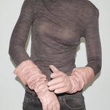 Gauntlet Gloves in Petal Pink Nappa Lambskin - CLYDE