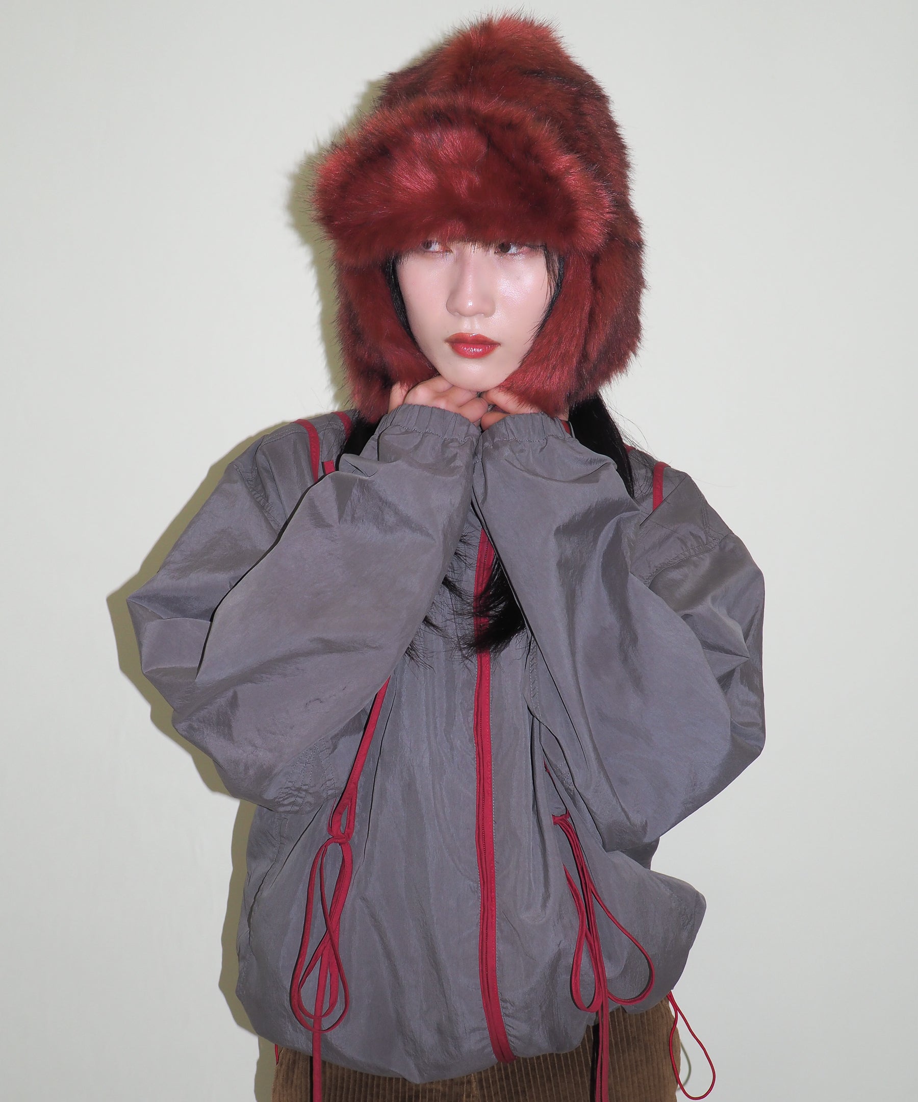 Ice Hat in Red Faux Fox - CLYDE