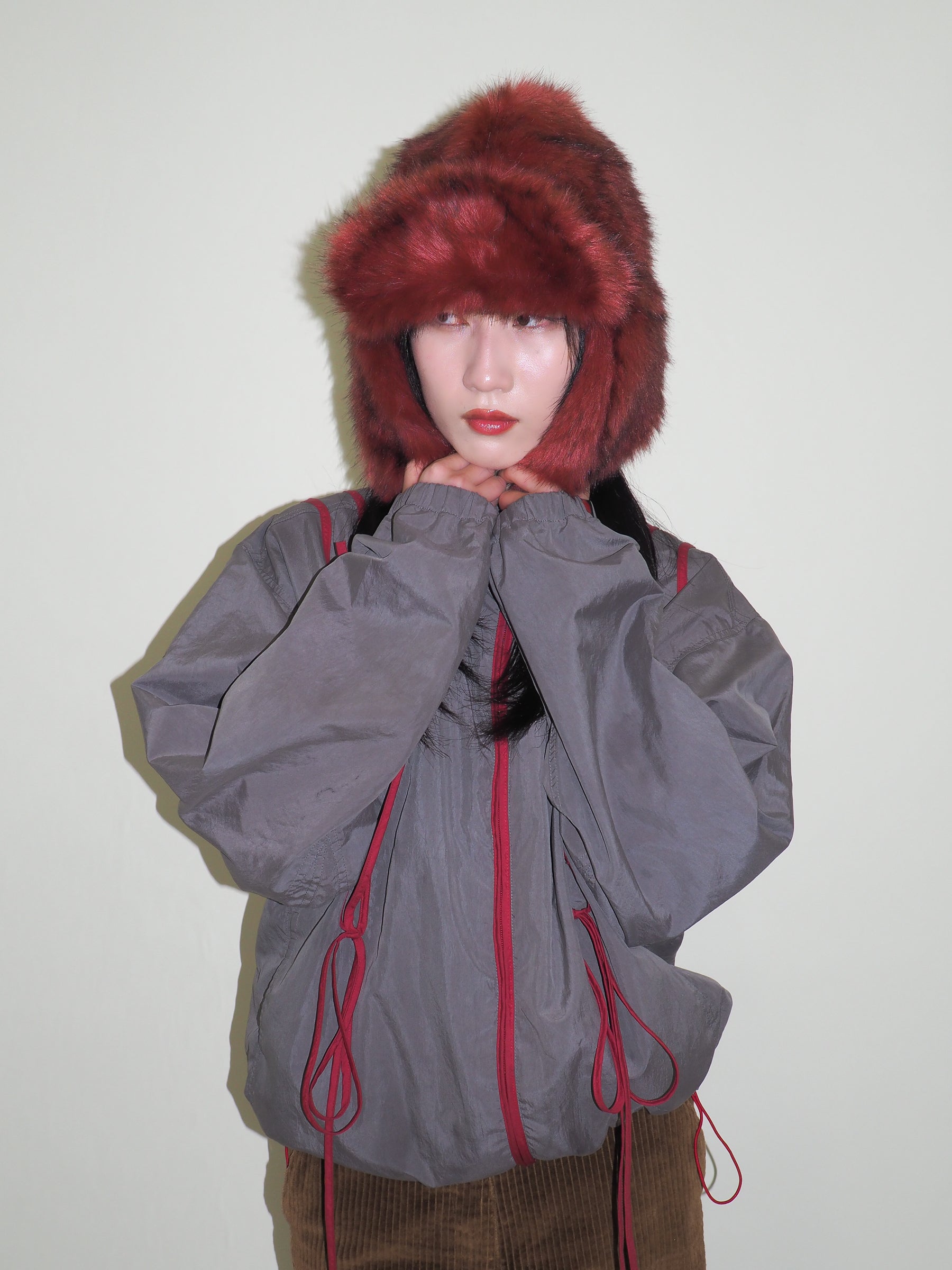 Ice Hat in Red Faux Fox - CLYDE