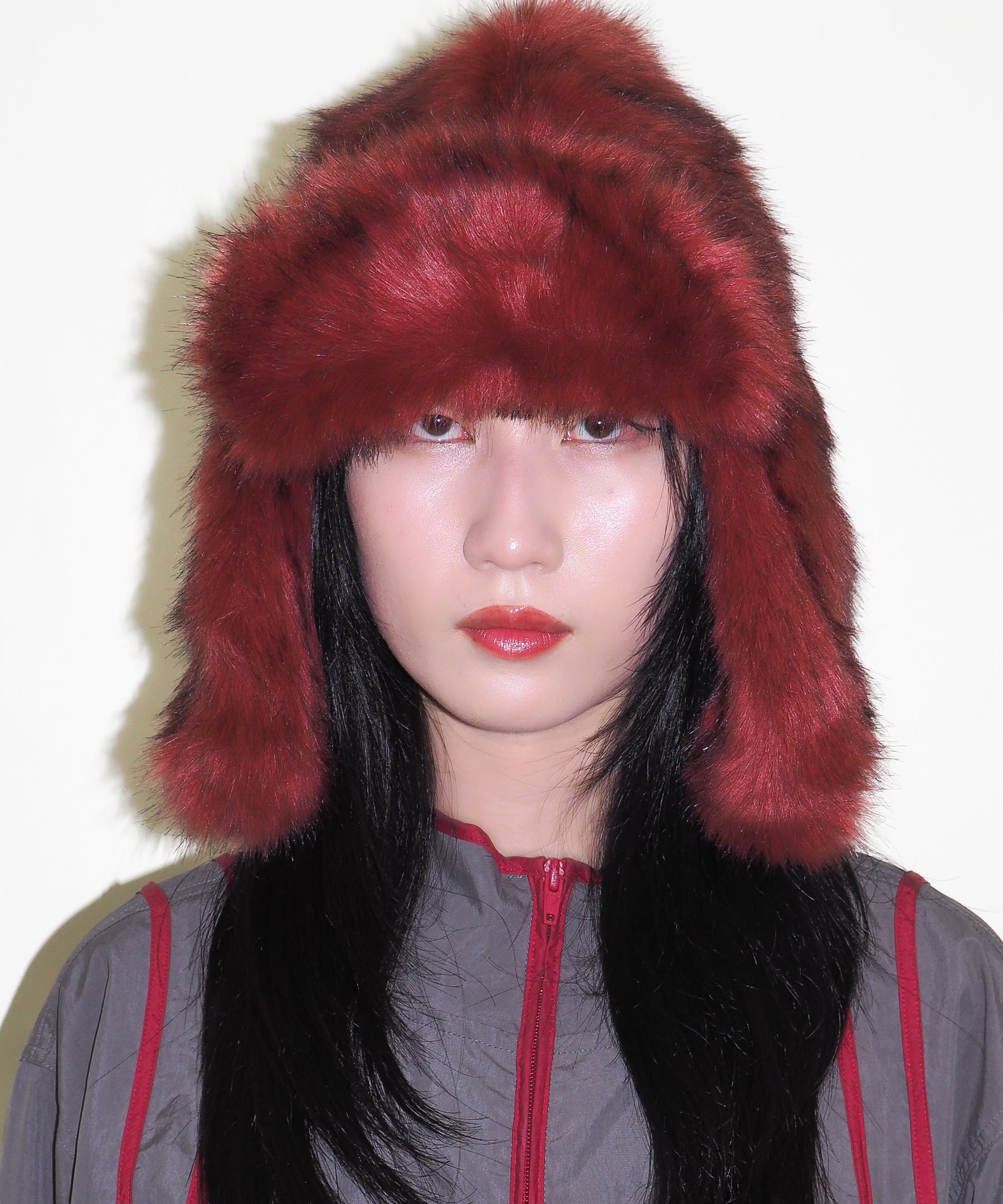 Ice Hat in Red Faux Fox - CLYDE