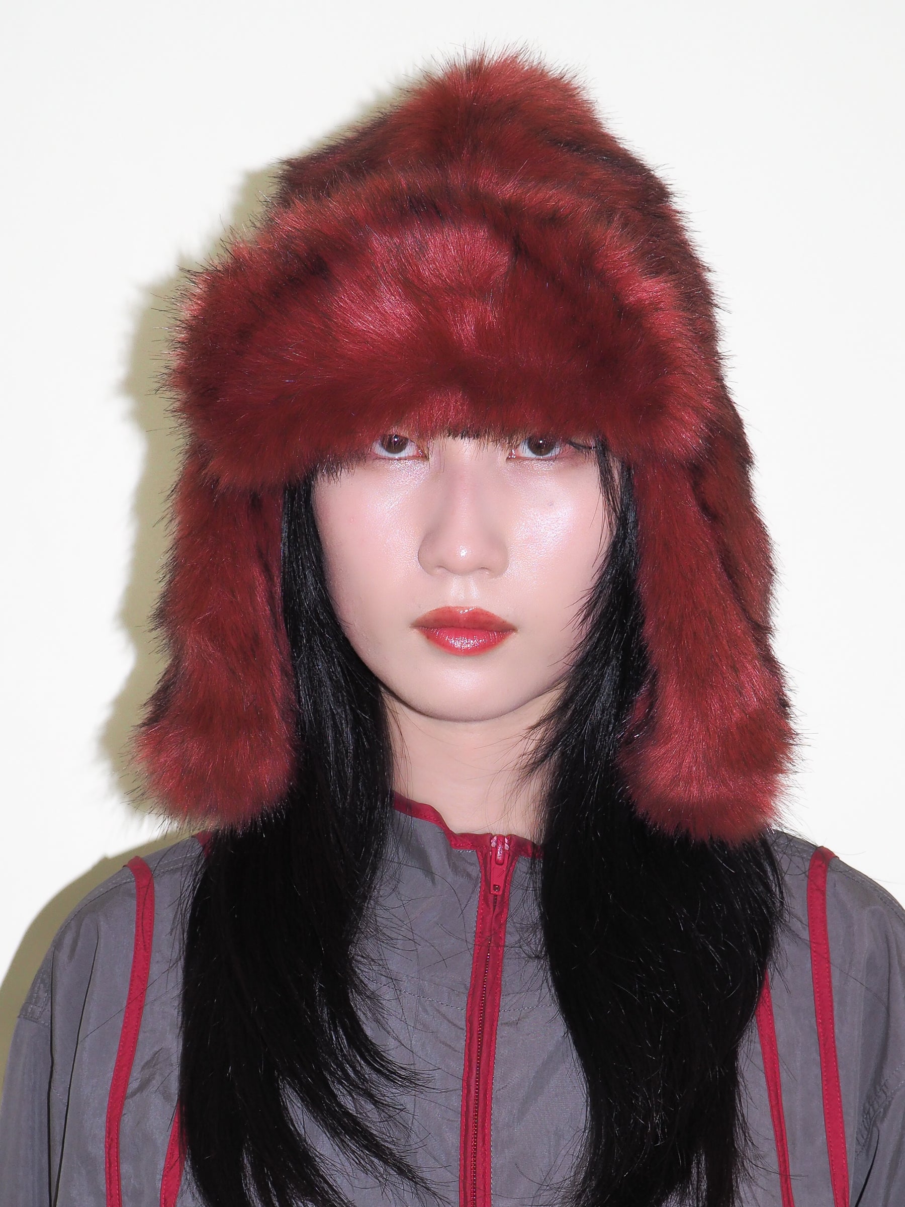 Ice Hat in Red Faux Fox - CLYDE