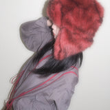 Ice Hat in Red Faux Fox - CLYDE