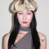 Faux Fur Beret in Cream Faux Chinchilla - CLYDE