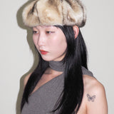 Faux Fur Beret in Cream Faux Chinchilla - CLYDE