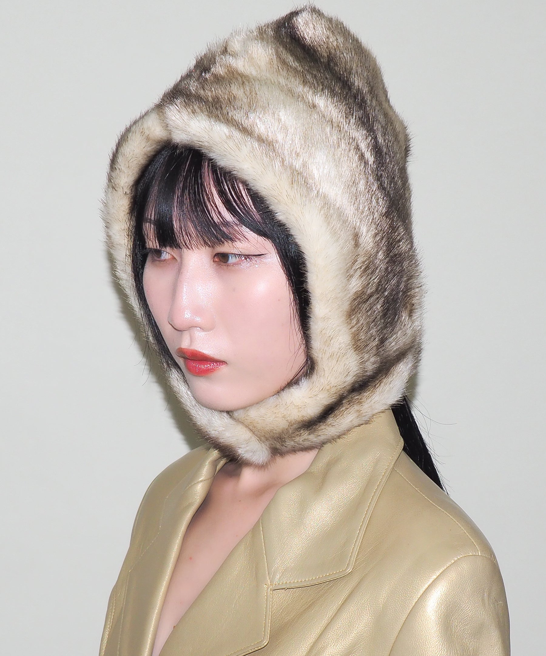 Sno Hood in Cream Faux Chinchilla - CLYDE