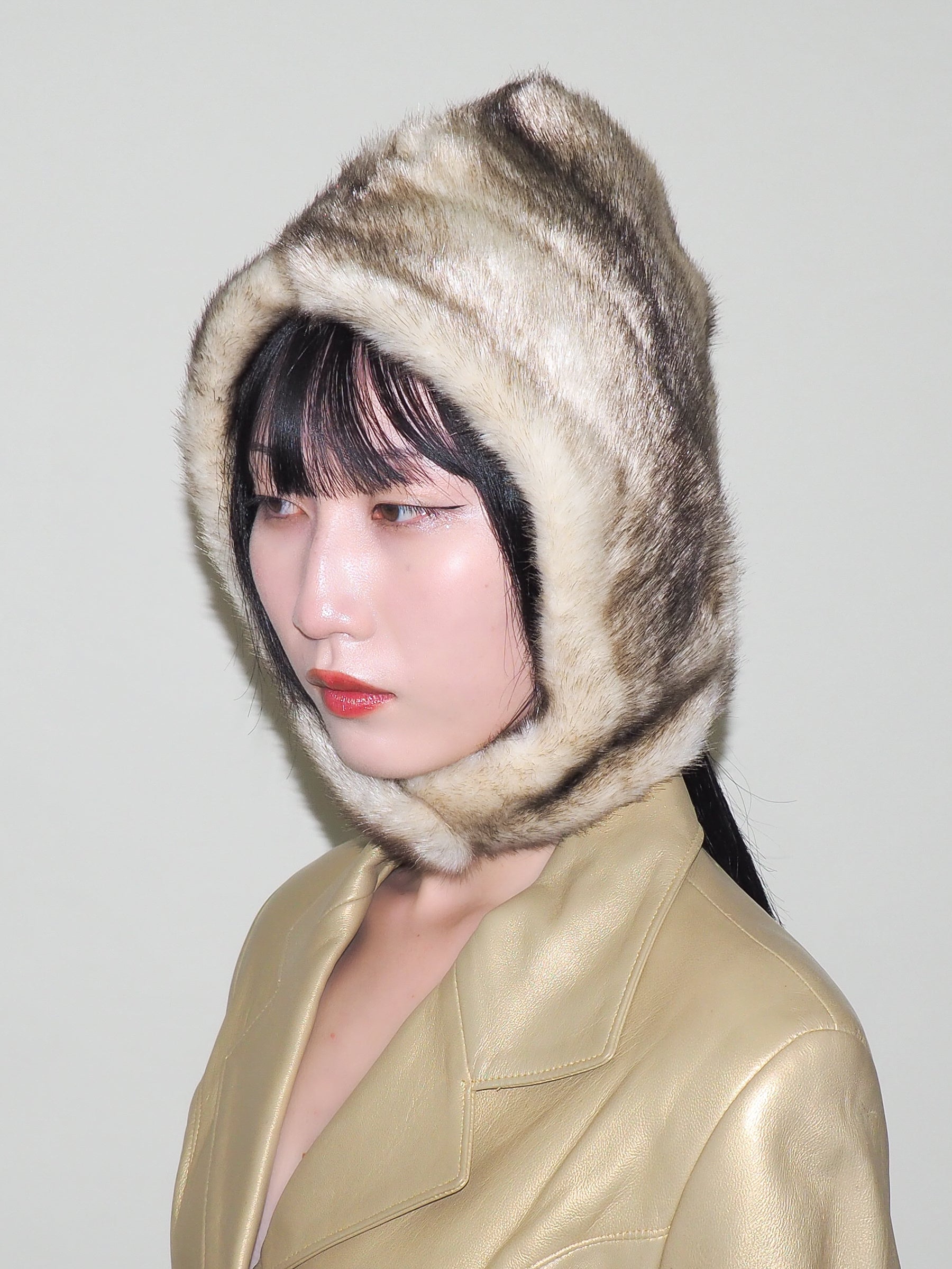 Sno Hood in Cream Faux Chinchilla - CLYDE