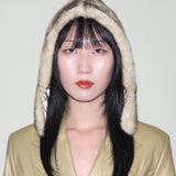 Sno Hood in Cream Faux Chinchilla - CLYDE