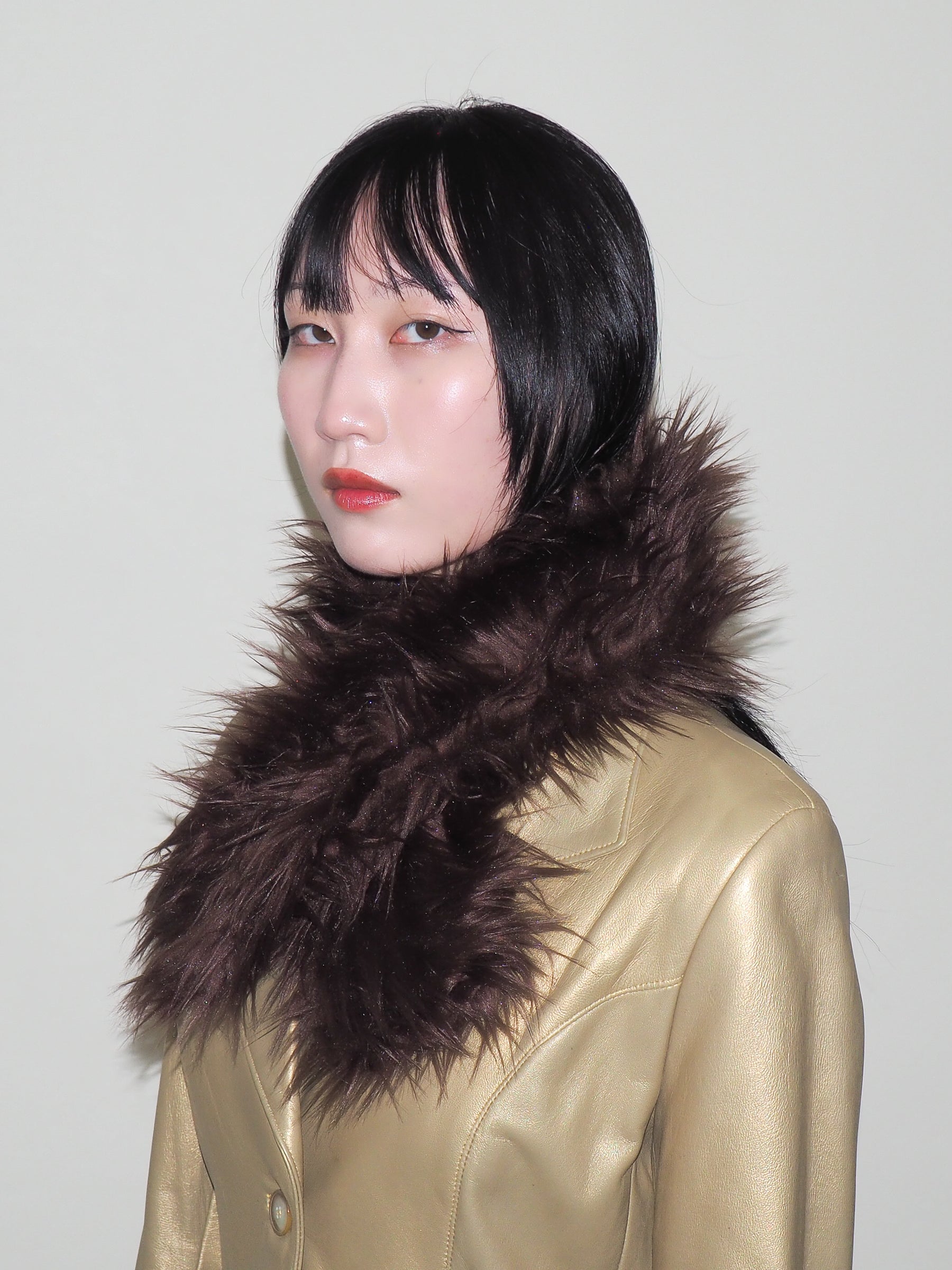 Sue Scarf in Brown Faux Yak - CLYDE
