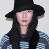 Gambler Hat w. Charcoal Pinstripe Scarf - CLYDE