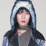 Creature Hat in Blue & White Faux Shag - CLYDE