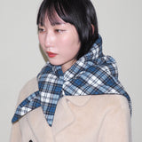 Puff Scarf in Navy & Cream Flannel - CLYDE
