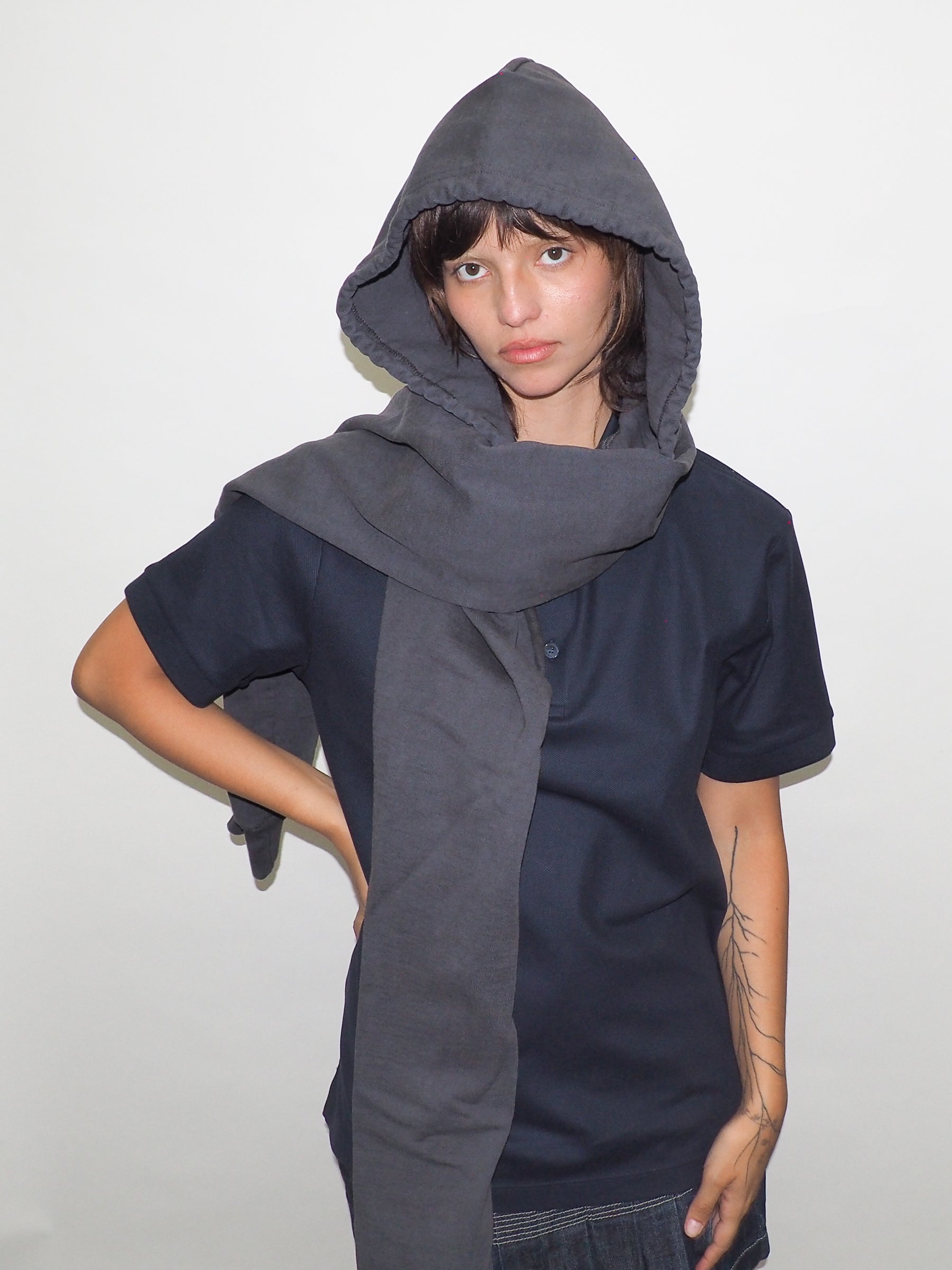 CLYDE x Everybody.World Hoody Scarf in Slate - CLYDE