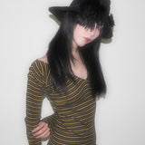 Plume Hat in Jet Velour Felt - CLYDE