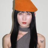 Sazy Beret in Burnt Orange Fur Velour. - CLYDE