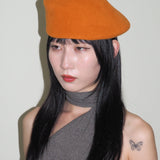 Sazy Beret in Burnt Orange Fur Velour. - CLYDE