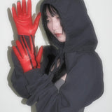 Short Racing Gloves in Racer Red w. Black Stripes - CLYDE