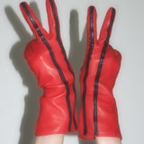 Short Racing Gloves in Racer Red w. Black Stripes - CLYDE