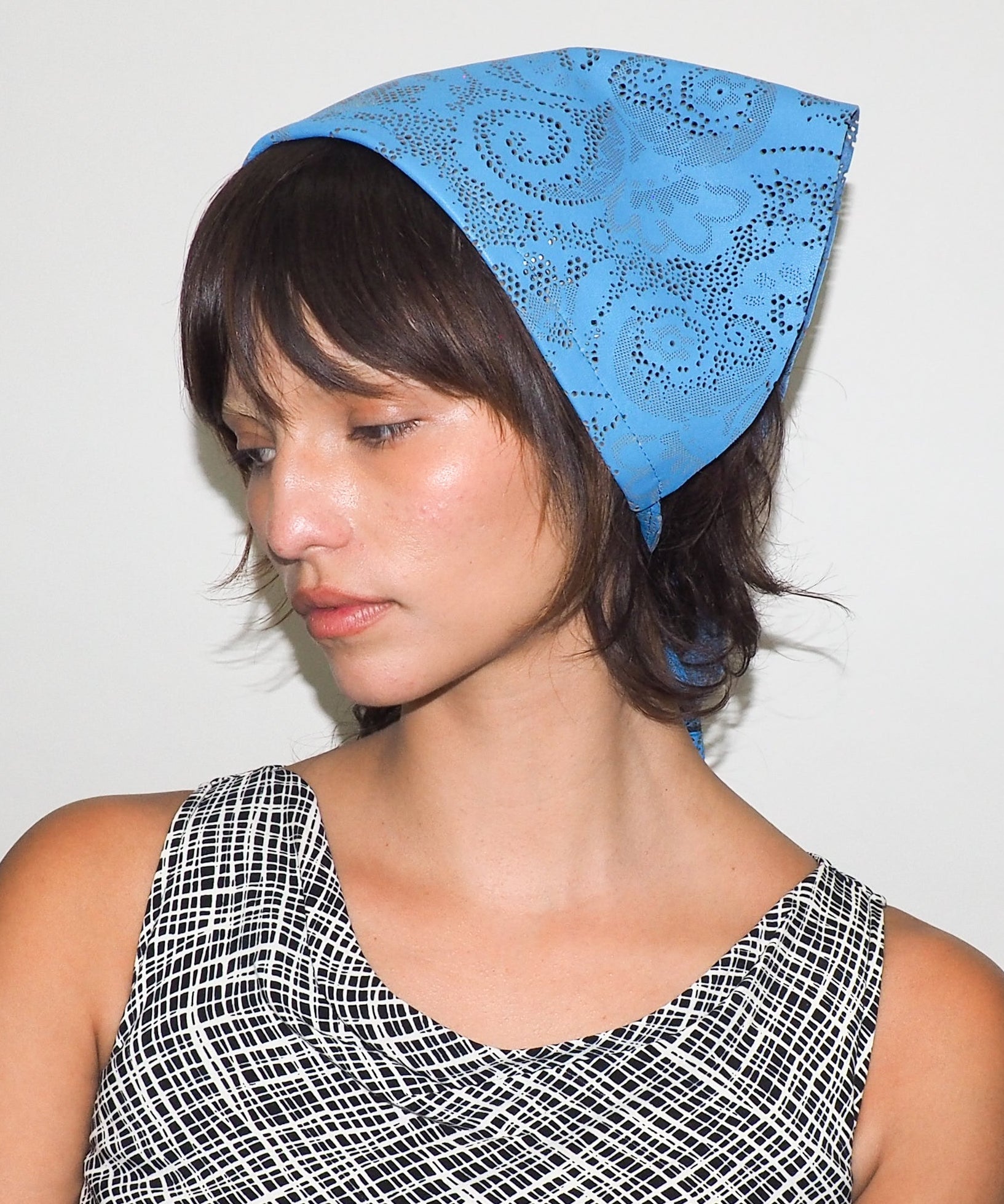 Vita Scarf in Lazer Cut Azure Lambskin - CLYDE