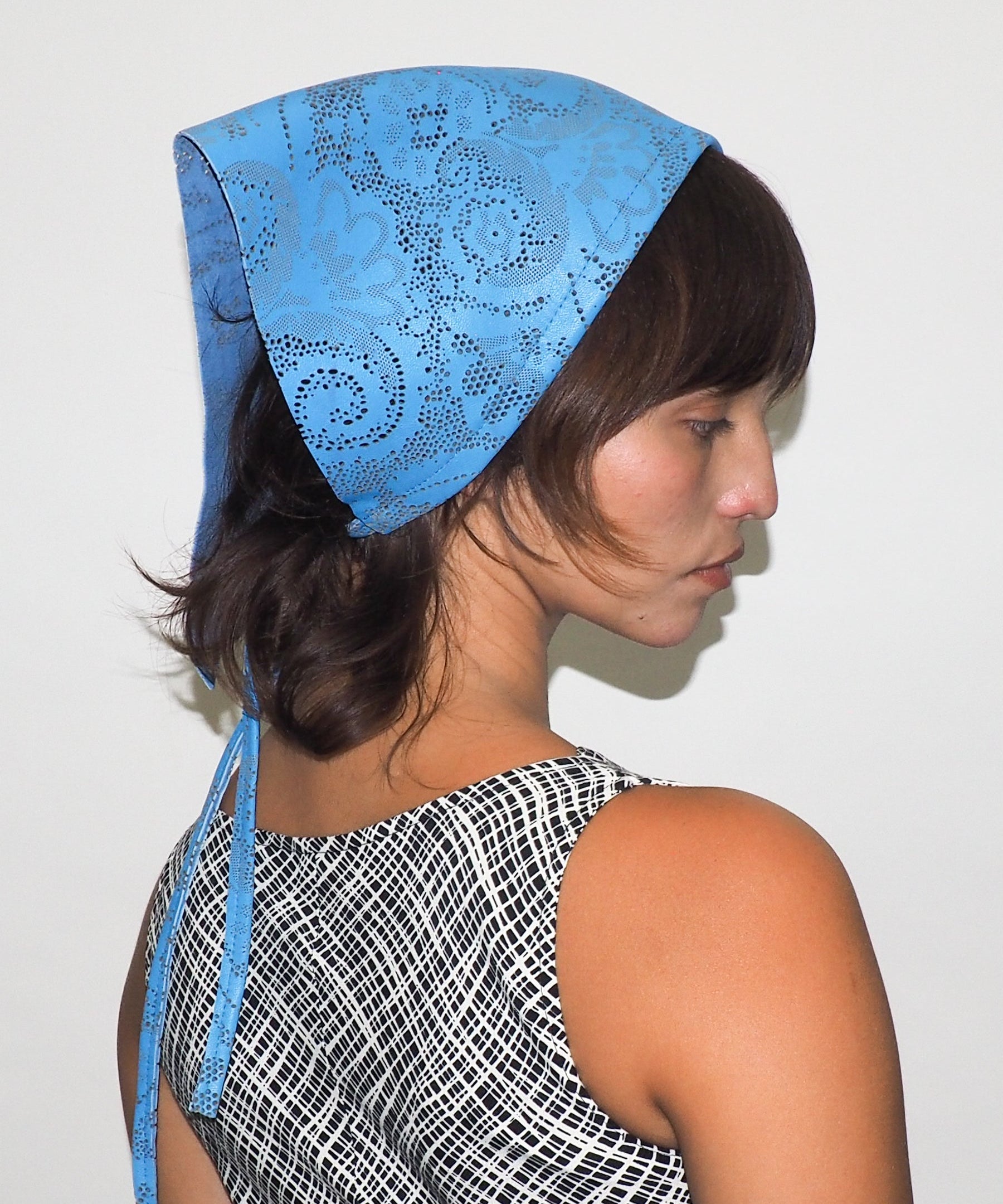 Vita Scarf in Lazer Cut Azure Lambskin - CLYDE