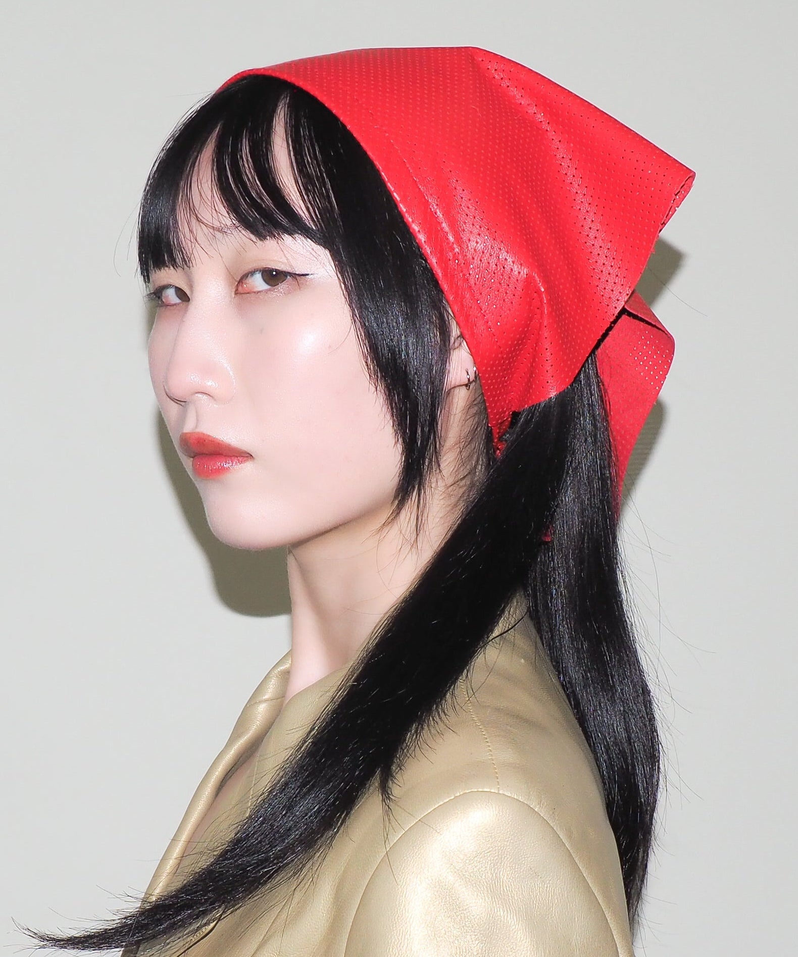 Vita Scarf in Red Perforated Lambskin - CLYDE