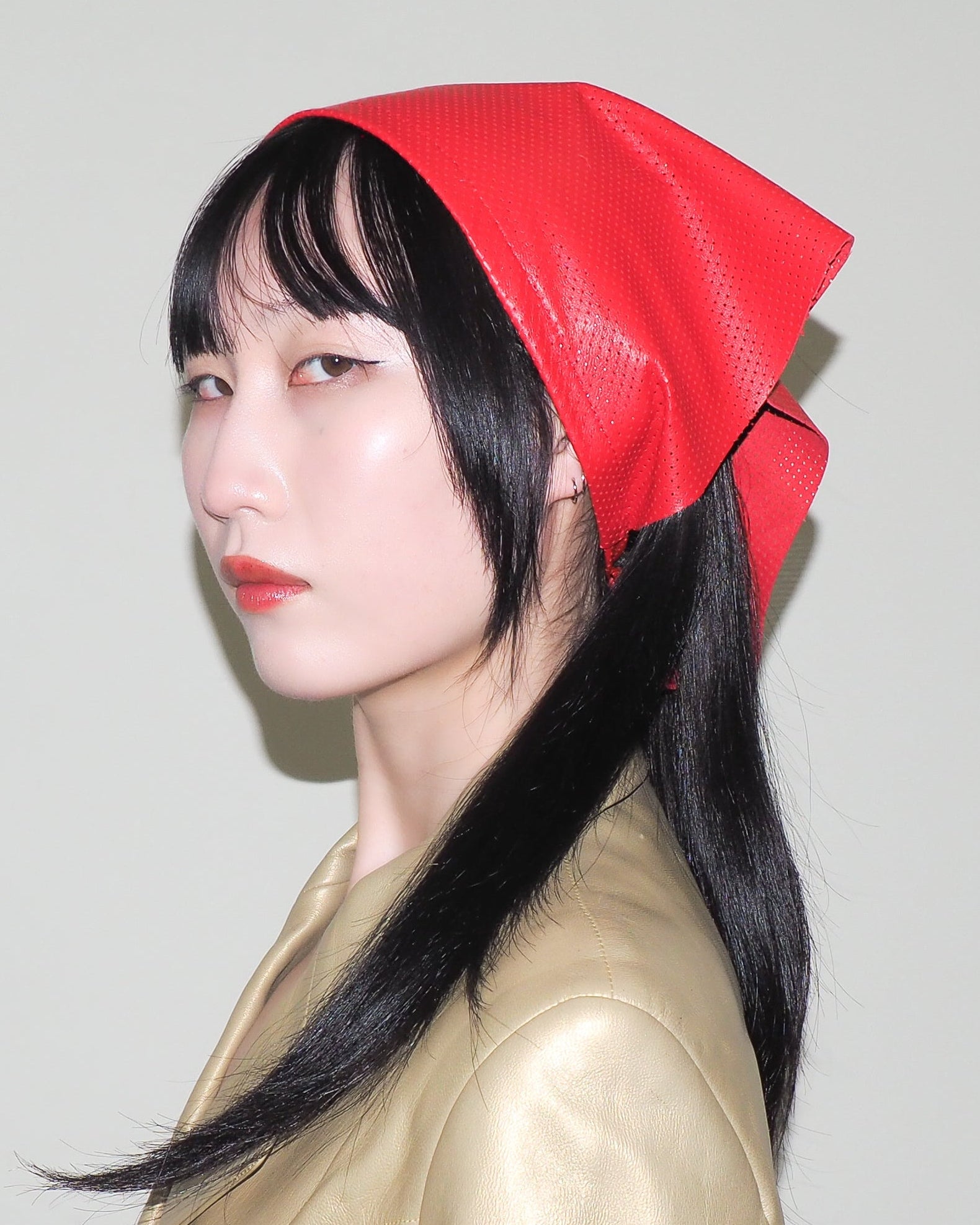 Vita Scarf in Red Perforated Lambskin - CLYDE