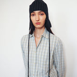 Wool Suiting Beanie in Charcoal Pinstripe - CLYDE