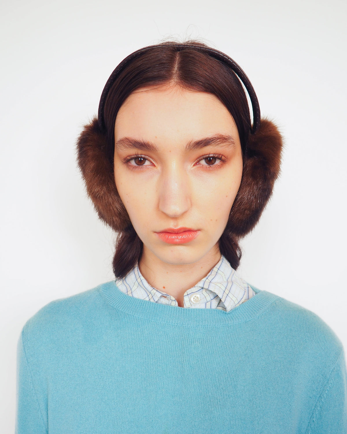 Ear Muffs in Brown Faux Mink - CLYDE