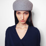 Jeanie Hat with Neck Scarves in Grey Wool - CLYDE