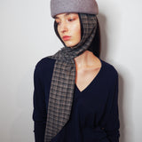 Jeanie Hat with Neck Scarves in Grey Wool - CLYDE