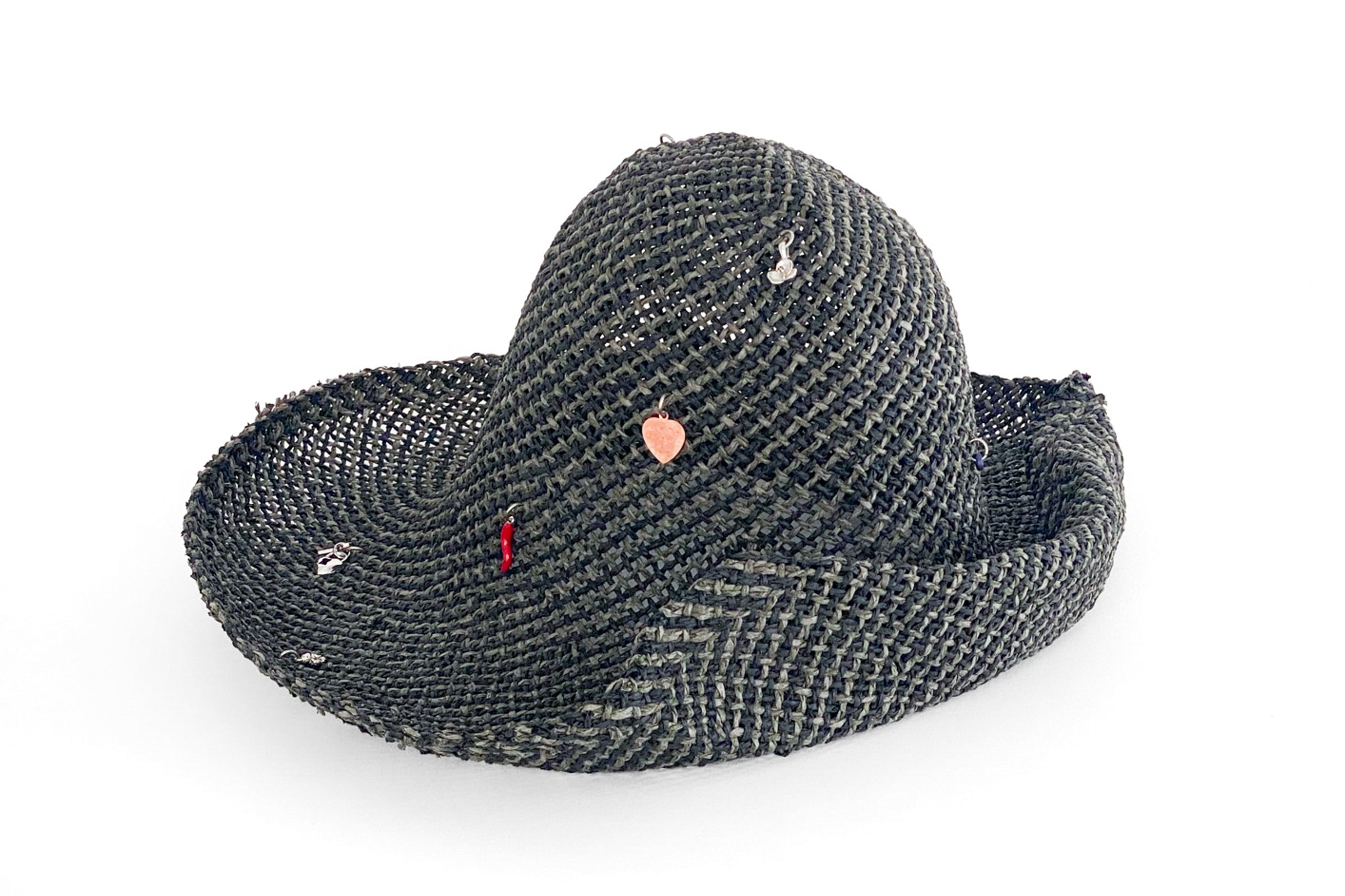 Charm Hat in Charcoal Weave Toyo Straw - CLYDE