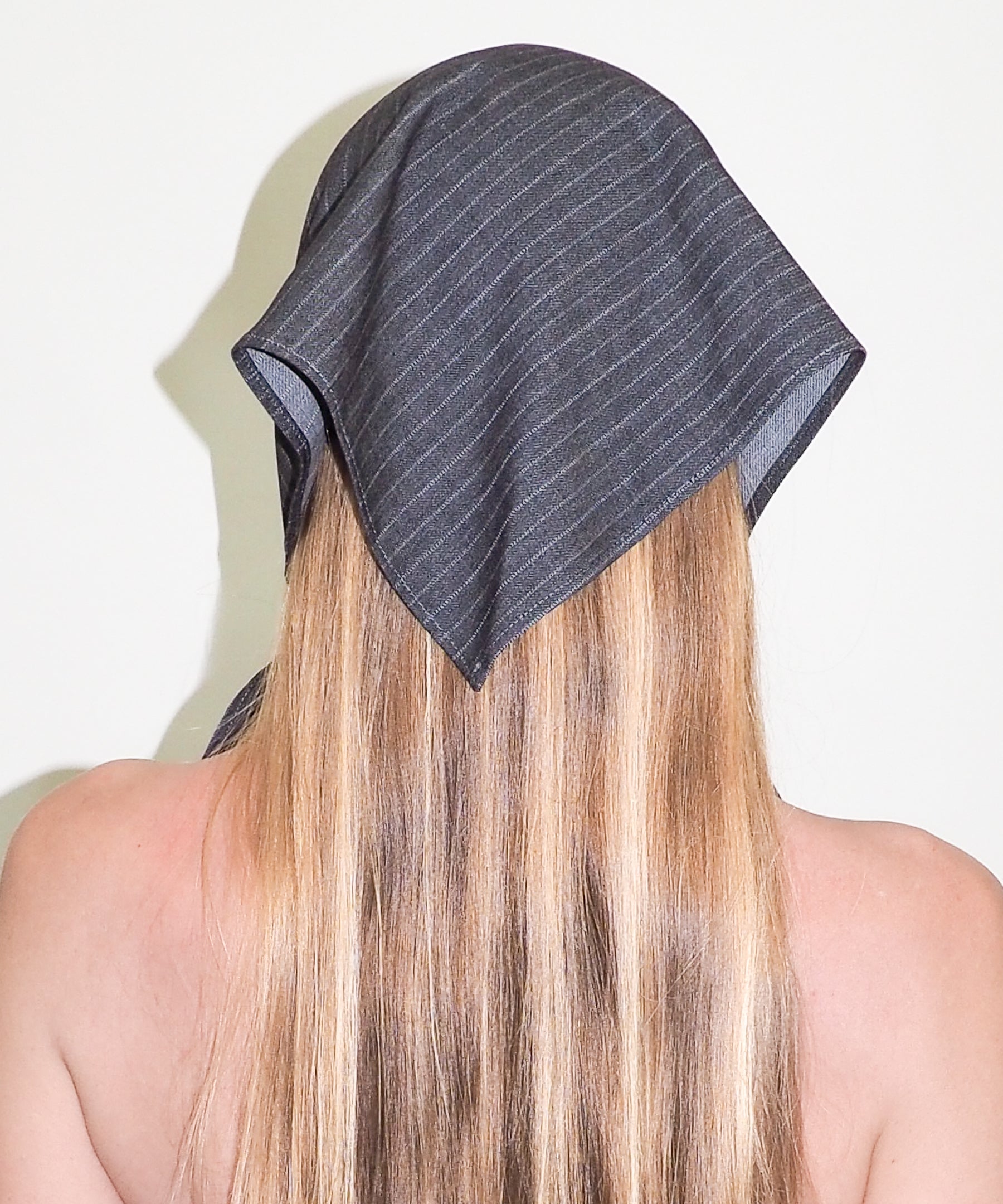 Brim Scarf in Charcoal Chambray Pinstripe - CLYDE