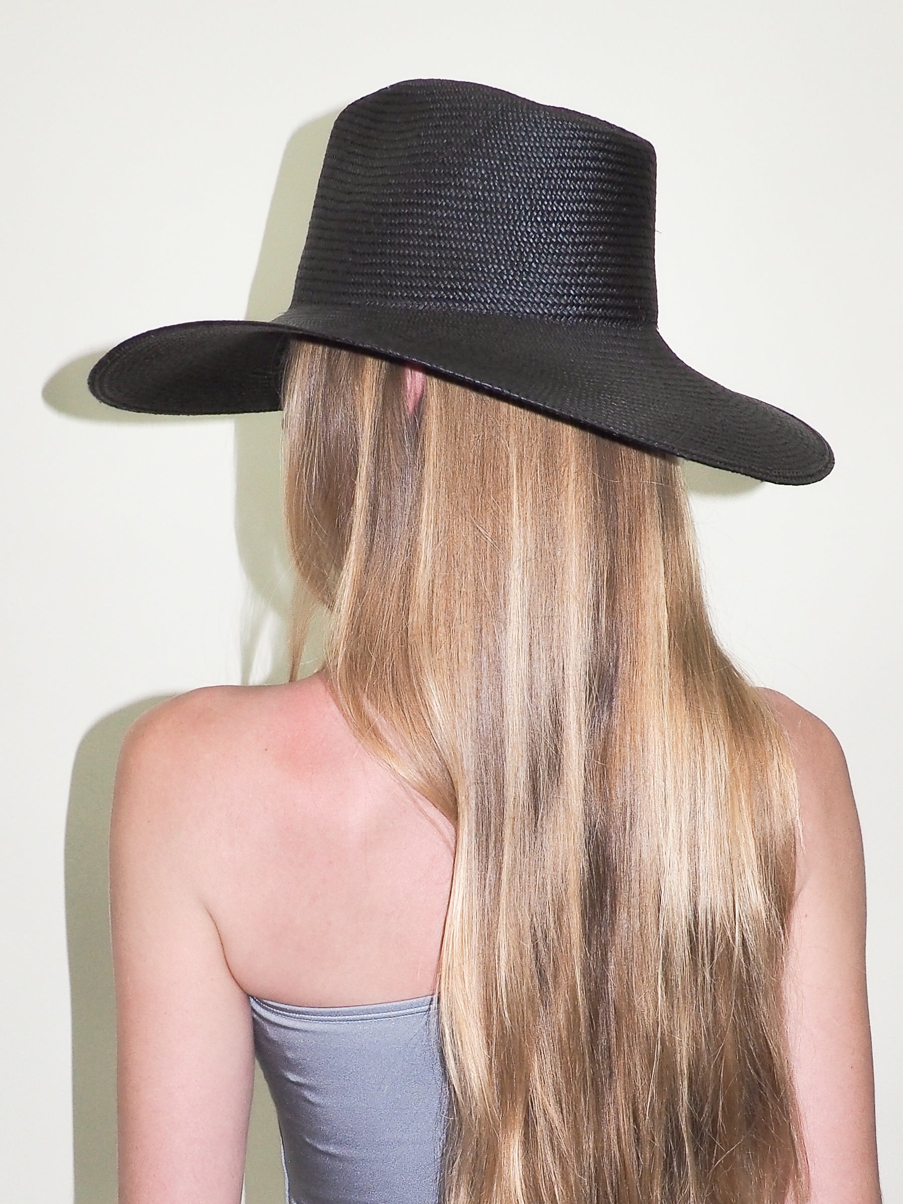 Caro Hat in Black Toquilla Straw - CLYDE