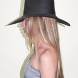 Caro Hat in Black Toquilla Straw - CLYDE