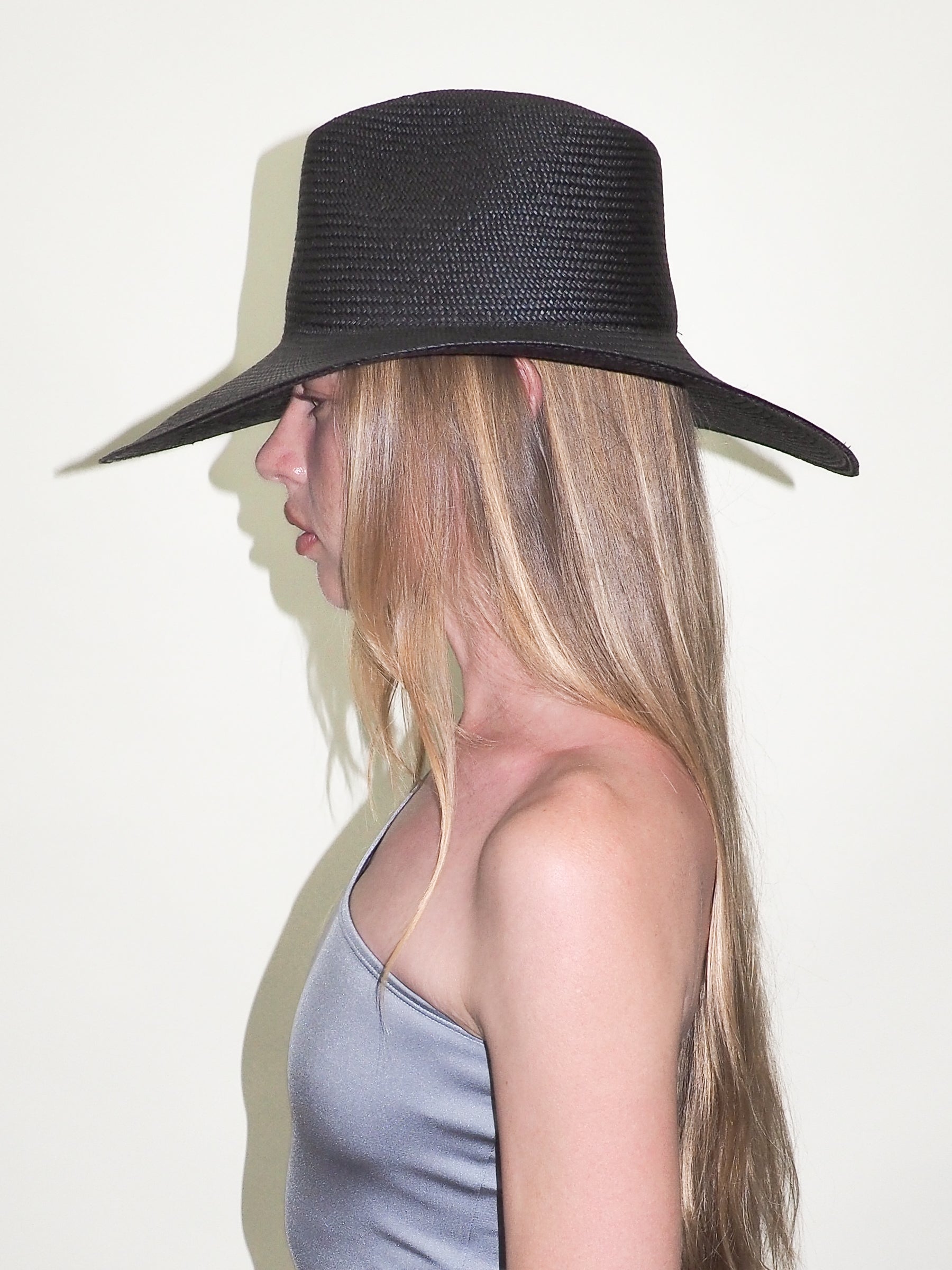 Caro Hat in Black Toquilla Straw - CLYDE