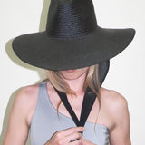 Caro Hat w. Neck Shade in Black Toquilla Straw - CLYDE