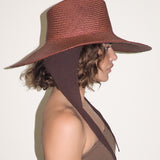 Caro Hat w. Neck Shade in Earth Brown Toquilla Straw - CLYDE