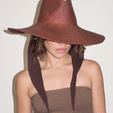 Caro Hat w. Neck Shade in Earth Brown Toquilla Straw - CLYDE