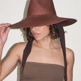 Caro Hat w. Neck Shade in Earth Brown Toquilla Straw - CLYDE