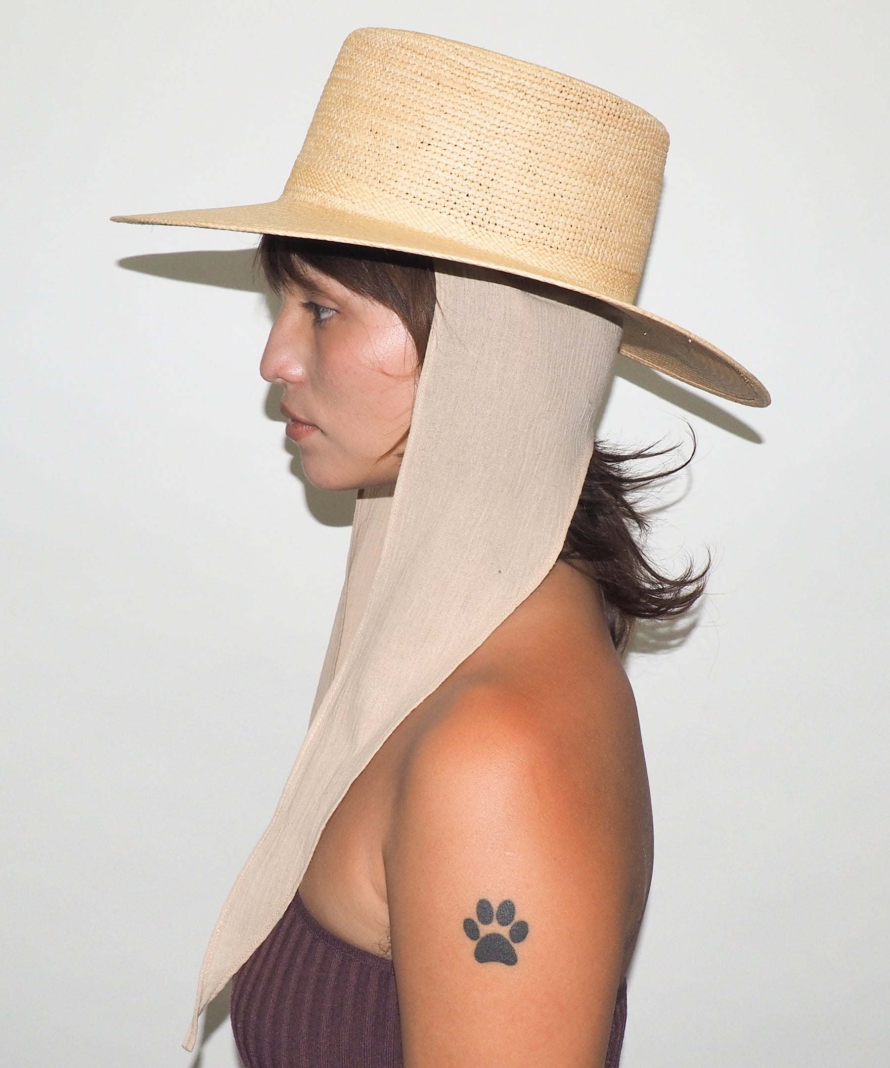 Cielo Hat w. Shade in Tan Toquilla Straw - CLYDE