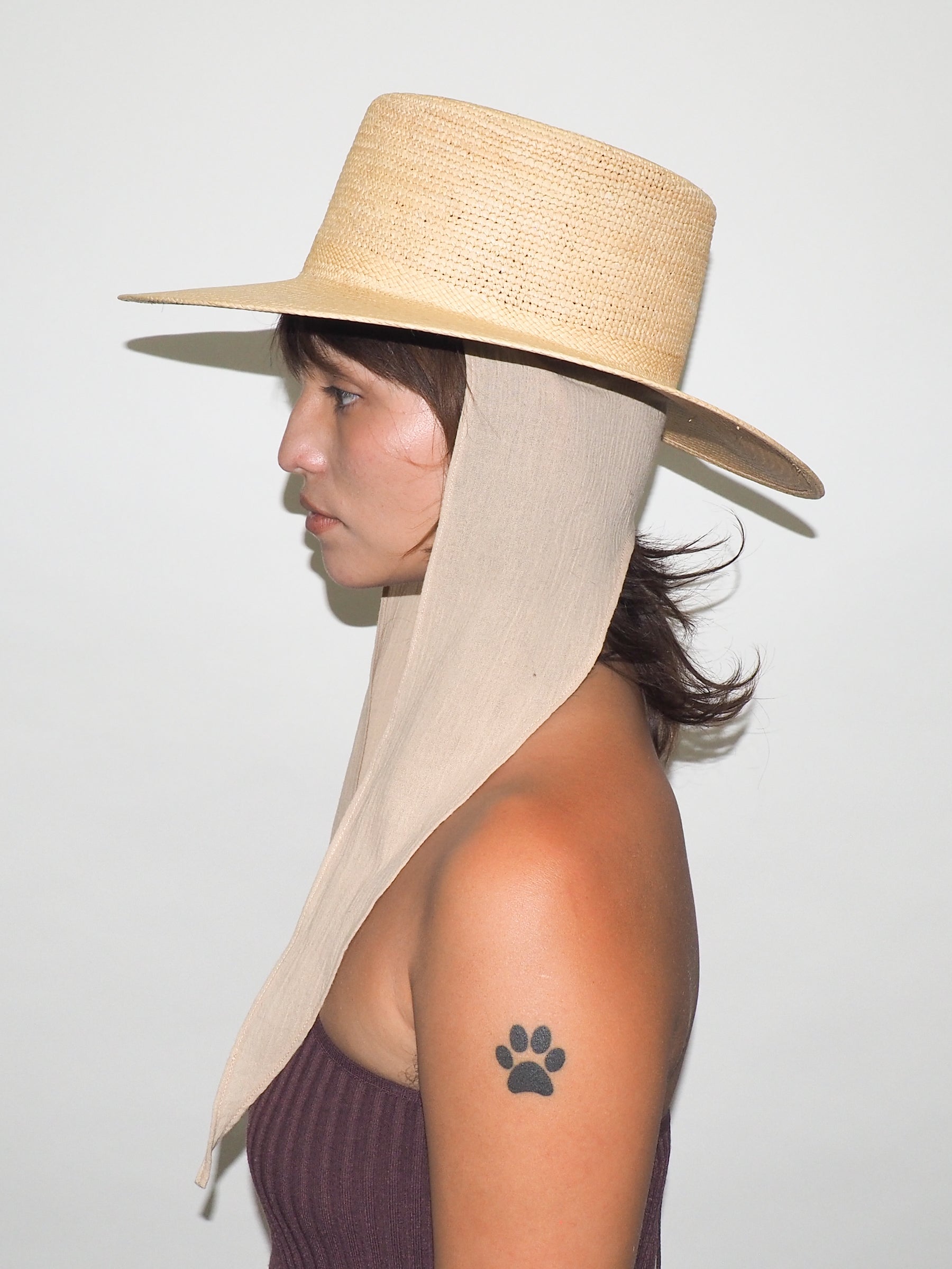 Cielo Hat w. Shade in Tan Toquilla Straw - CLYDE