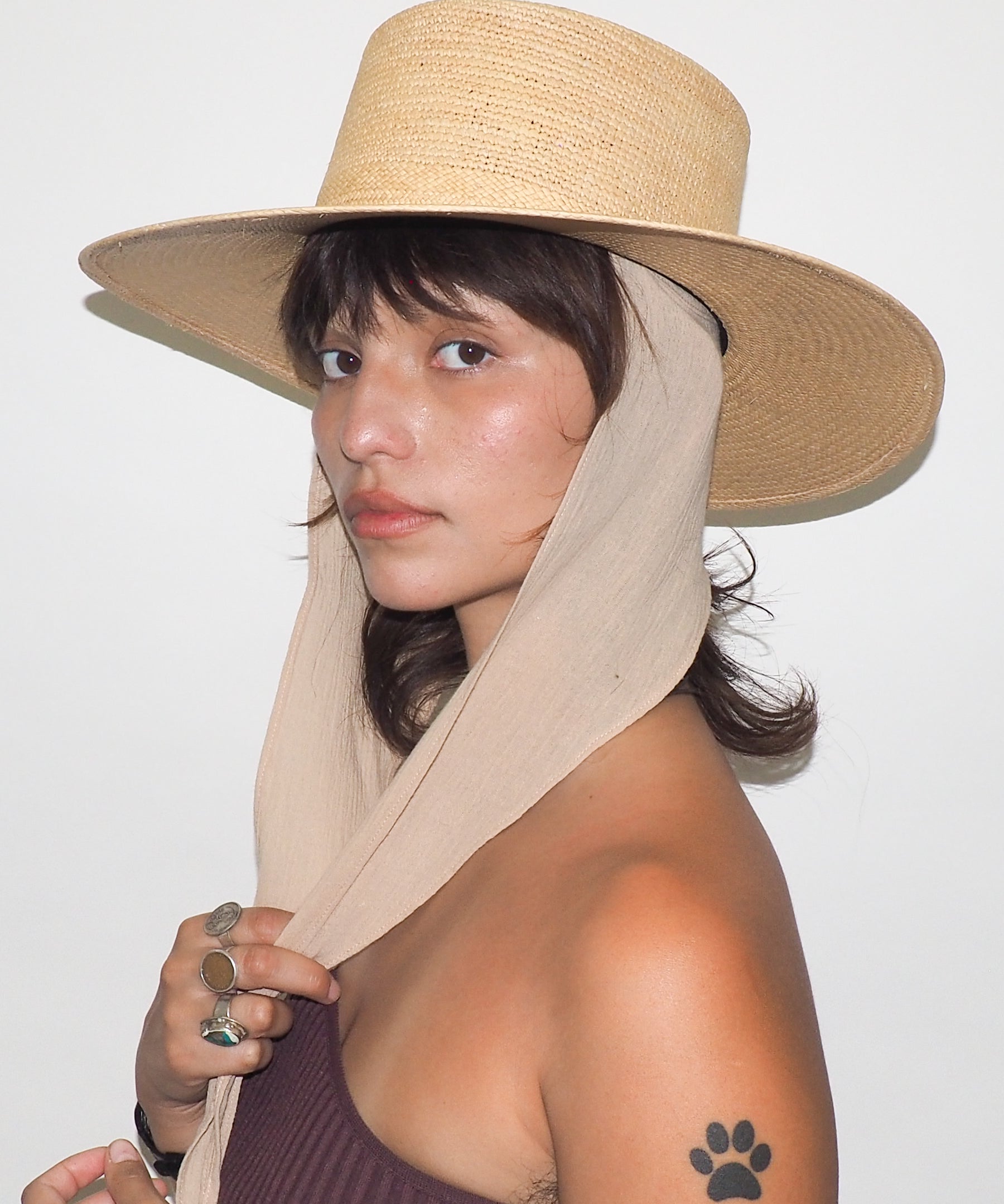 Cielo Hat w. Shade in Tan Toquilla Straw - CLYDE