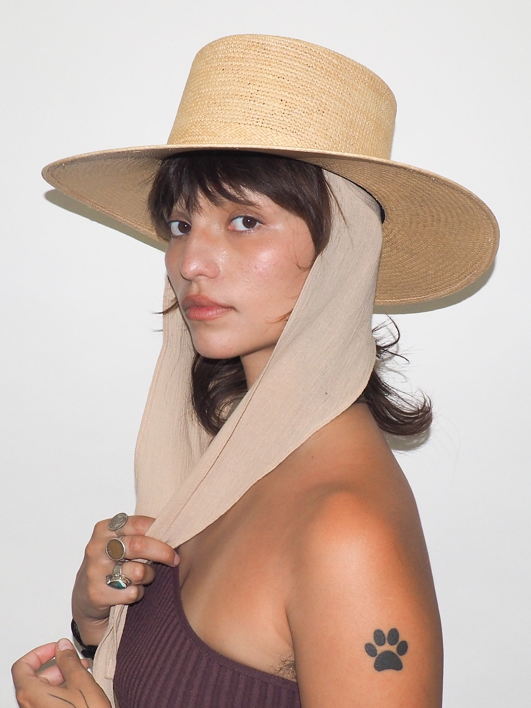 Cielo Hat w. Shade in Tan Toquilla Straw - CLYDE