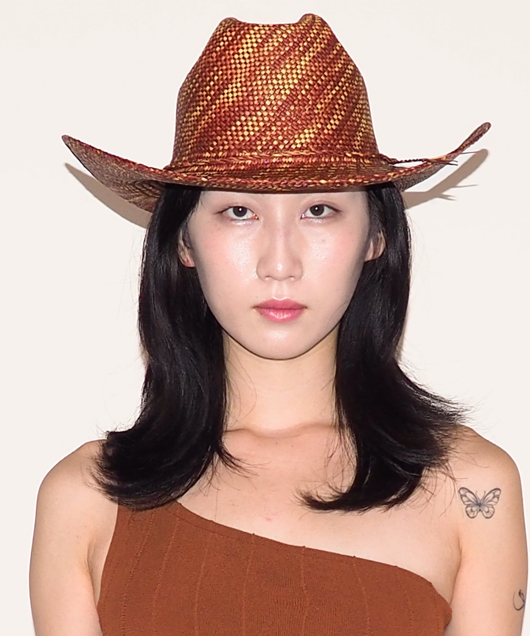 Western Hat in Lichen Brown Wave Toquilla Straw - CLYDE