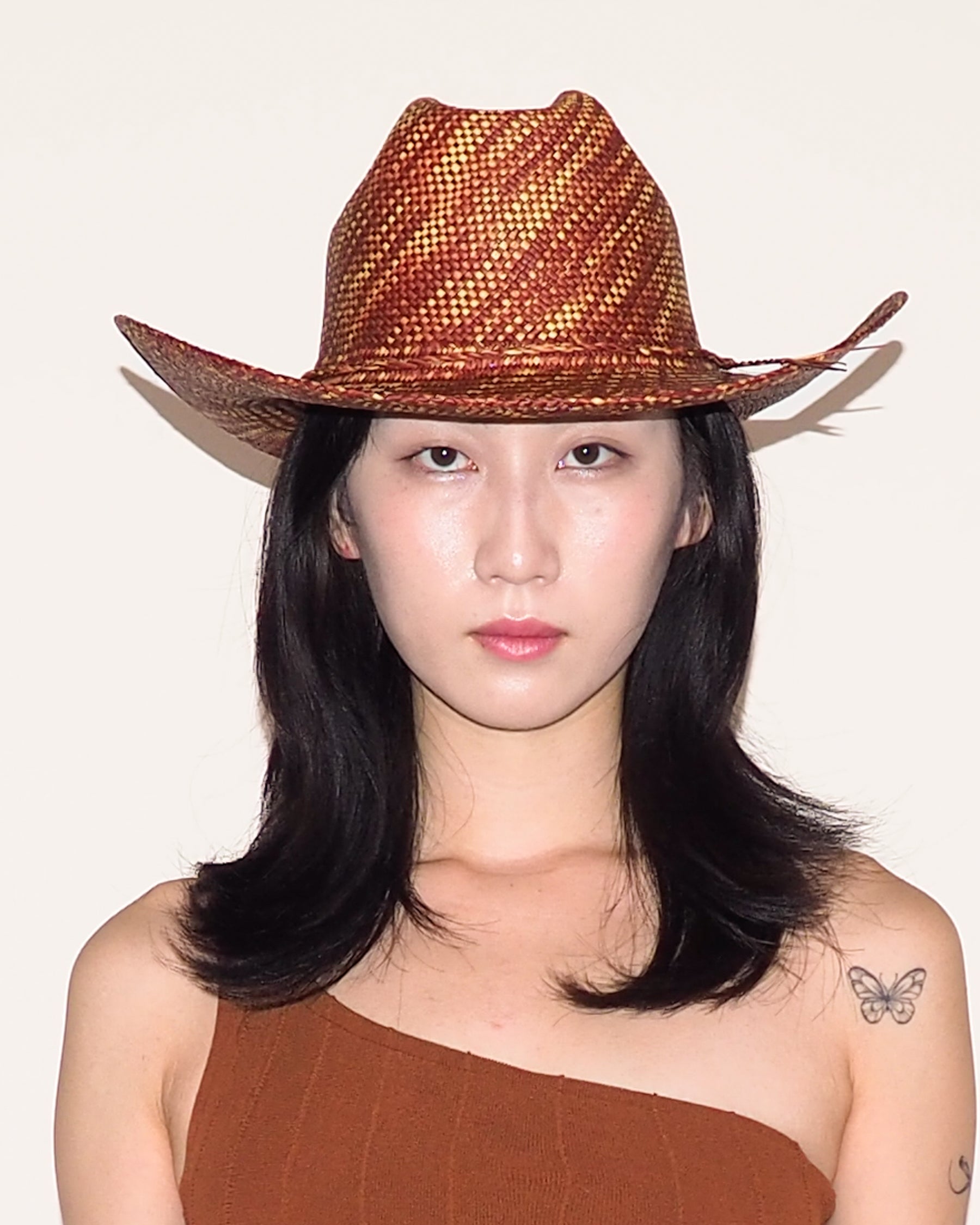 Western Hat in Lichen Brown Wave Toquilla Straw - CLYDE