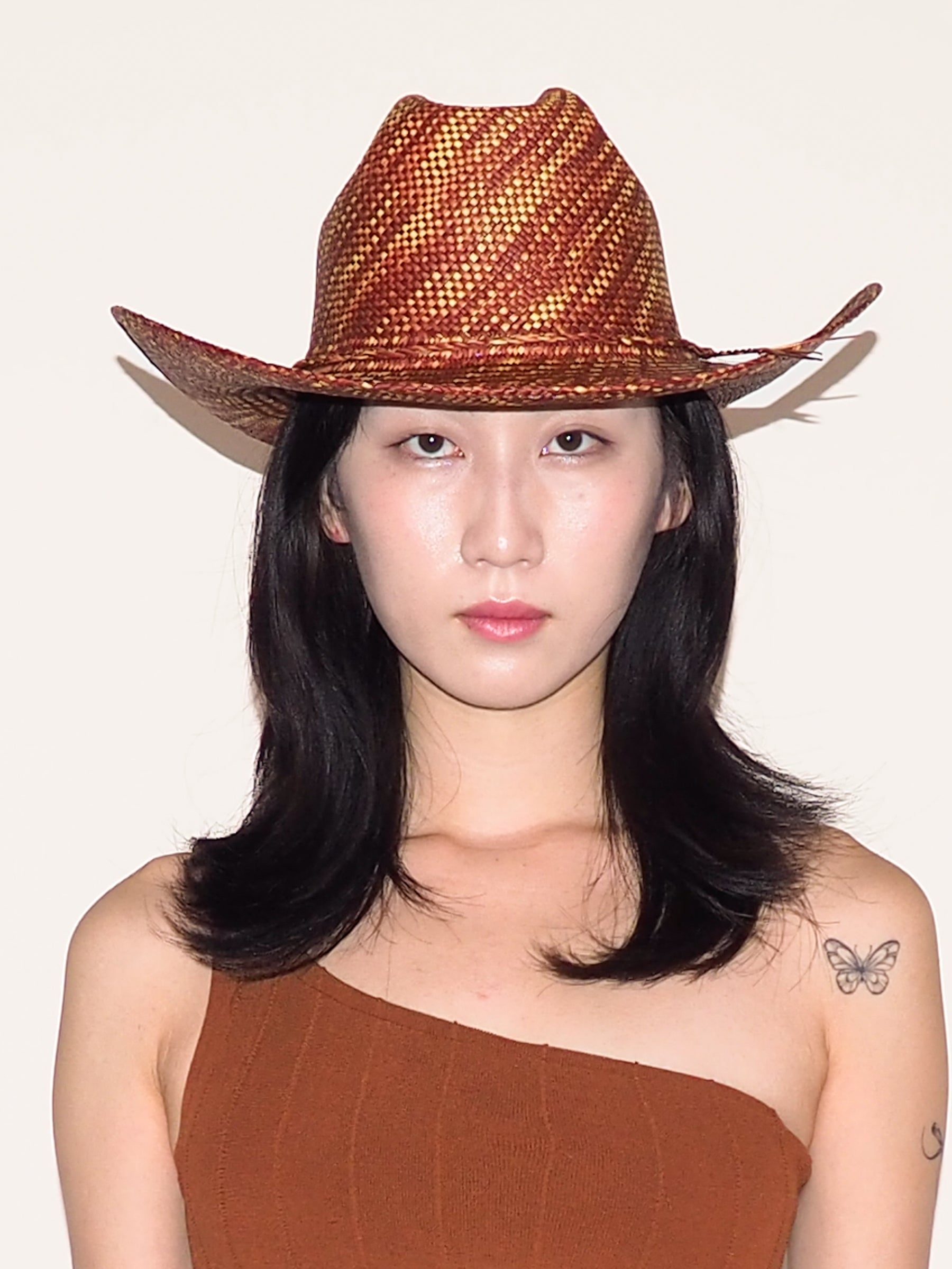 Western Hat in Lichen Brown Wave Toquilla Straw - CLYDE