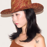 Western Hat in Lichen Brown Wave Toquilla Straw - CLYDE