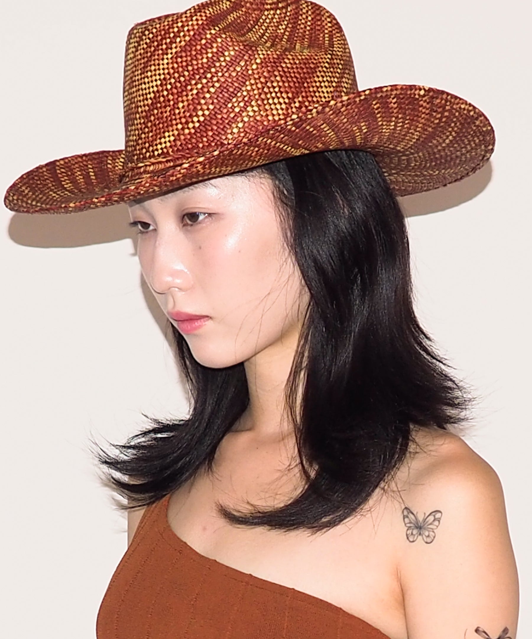 Western Hat in Lichen Brown Wave Toquilla Straw - CLYDE